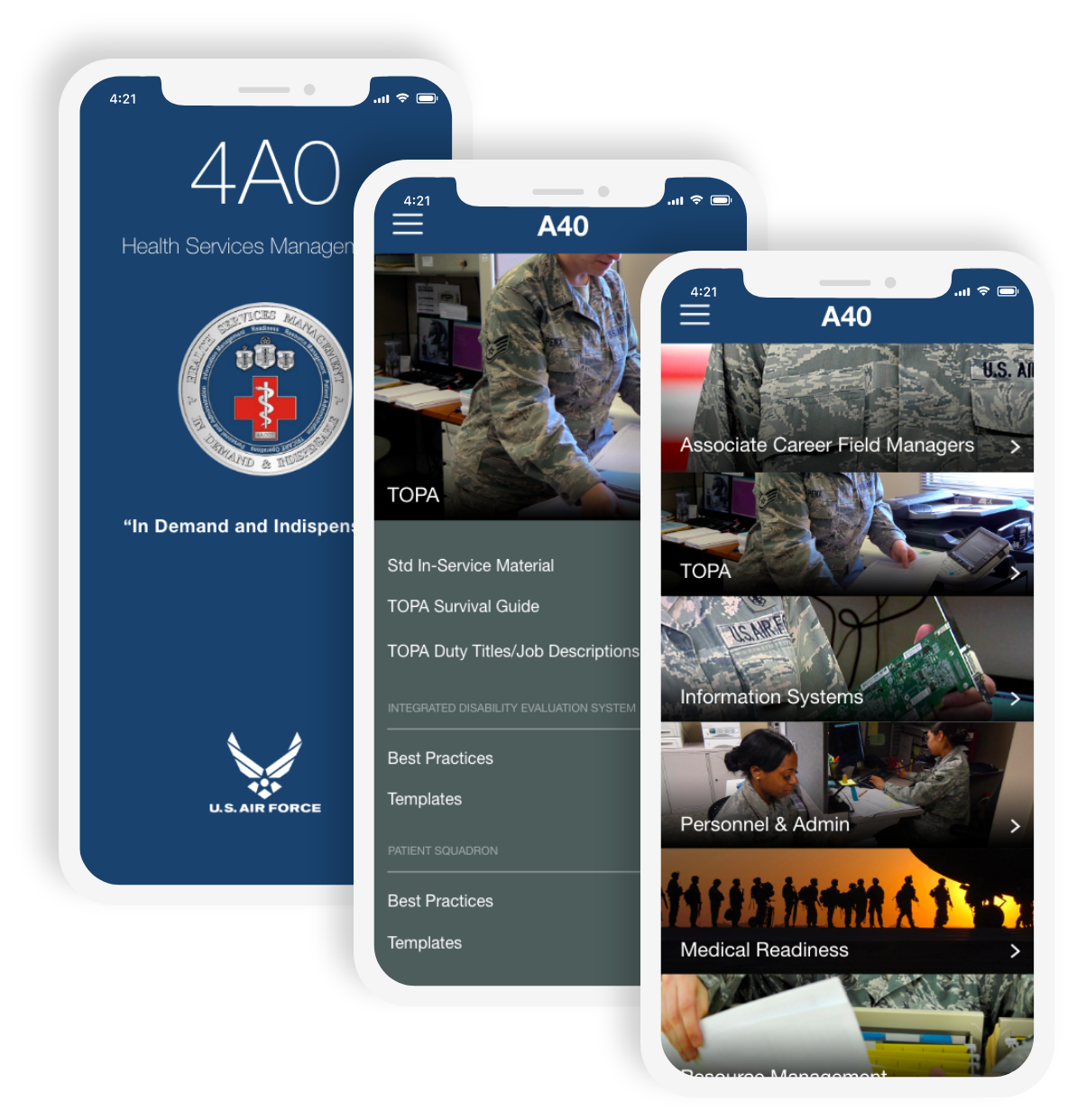 4A0X1 application for Center of Excellence for Medical Multimedia (CEMM) and/or the Air Force 4A0X1, Mobile resources to support the Air Force 4A0X1.